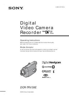 Sony DCR TRV 38 E manual. Camera Instructions.